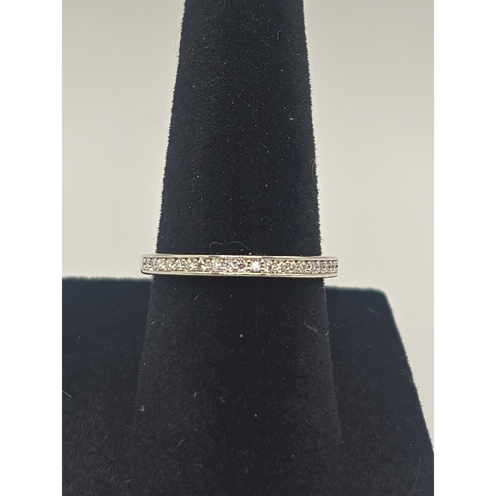 Eternity Band Ring Size 6 D Color Moissanite Rhodium Plated Band  0.13 Ct